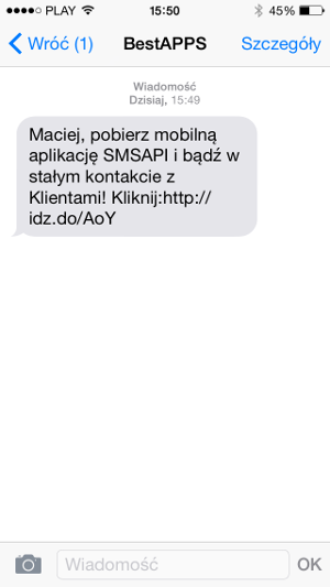 SMS w pobieraniu aplikacji
