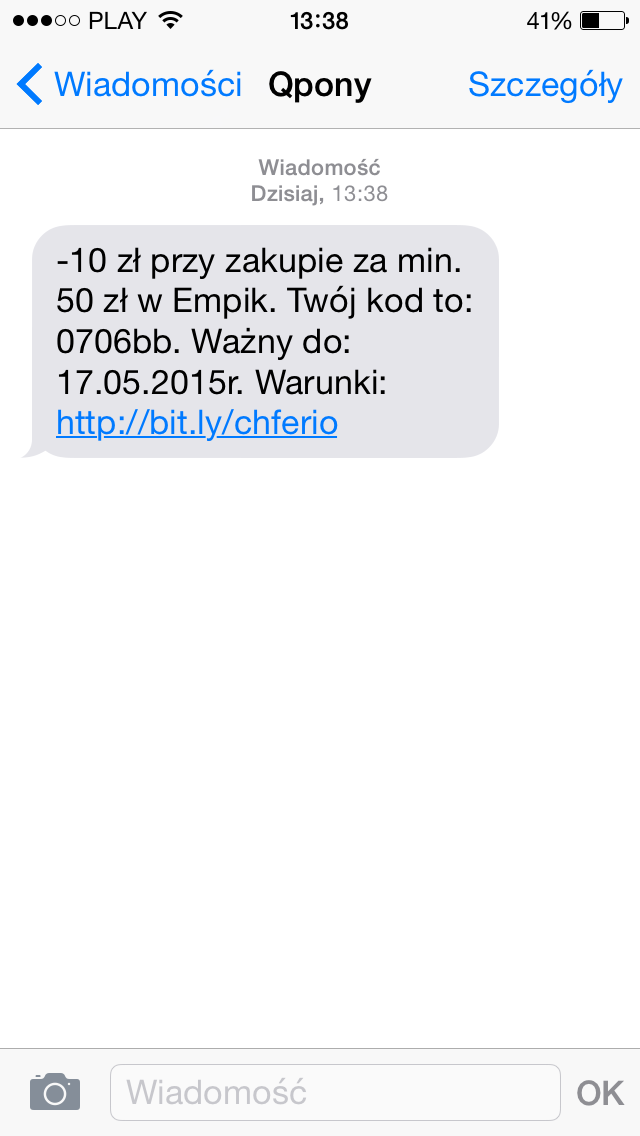 Wiadomości SMS Qpony.pl