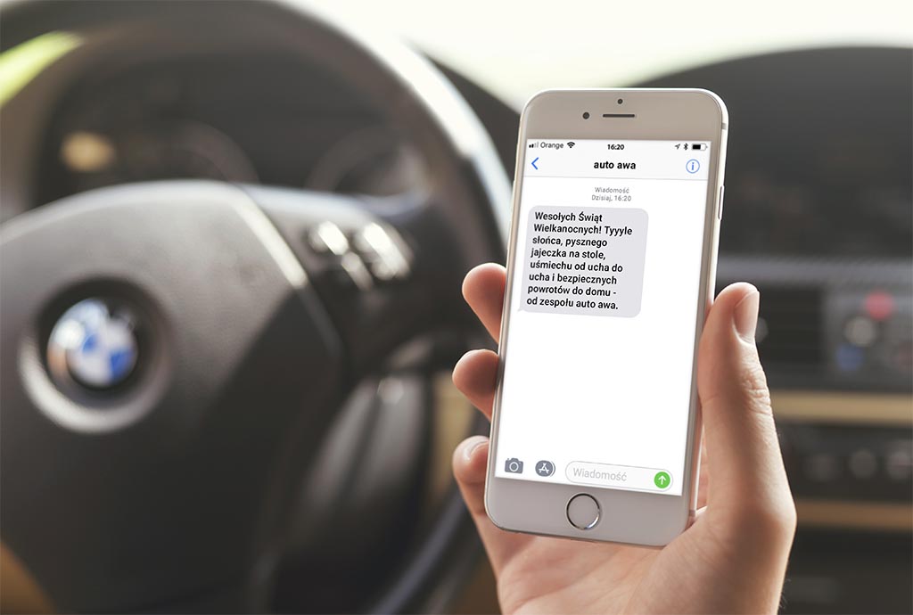 Wiadomość SMS do klientów firmy Auto awa