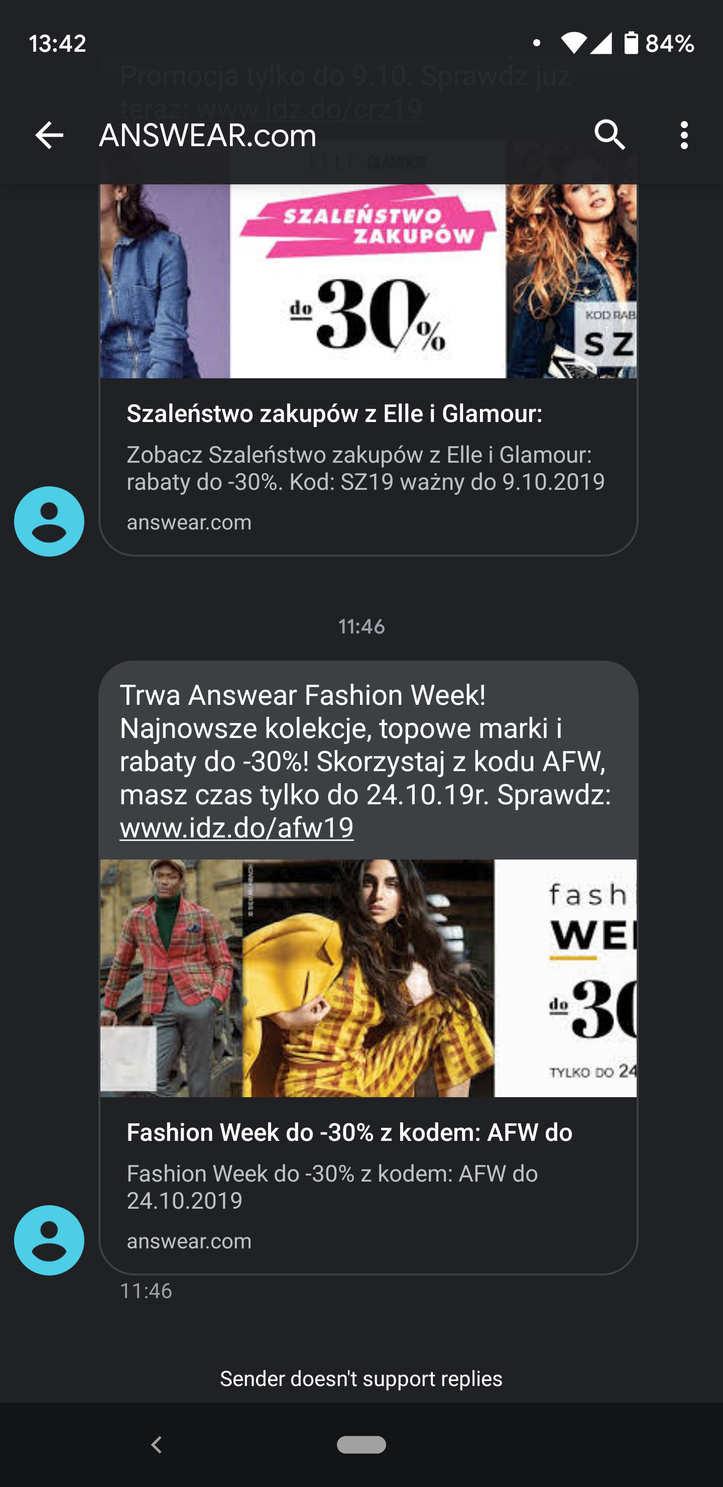 Answear SMS Podgląd Link Idz.do