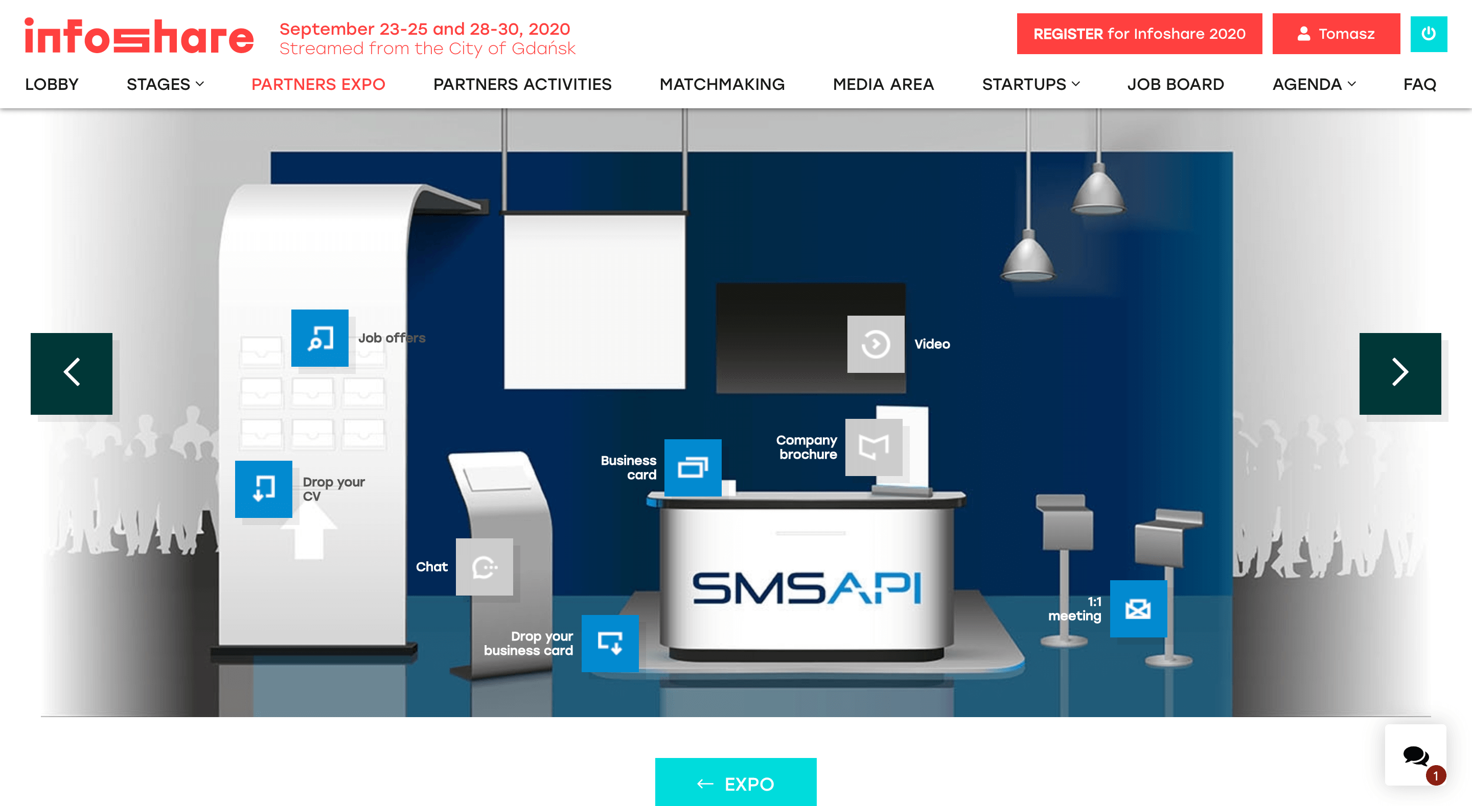 Wygląd stoiska SMSAPI na konferencji Infoshare 2020