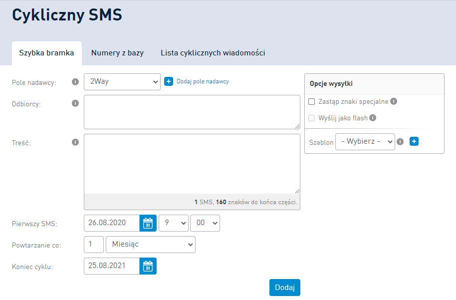 Ustaw cykliczną wysyłkę wiadomości SMS do klientów