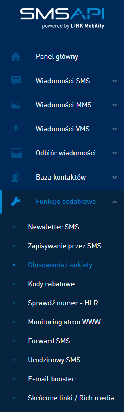 Głosowanie i ankiety w menu Panelu Klienta SMSAPI