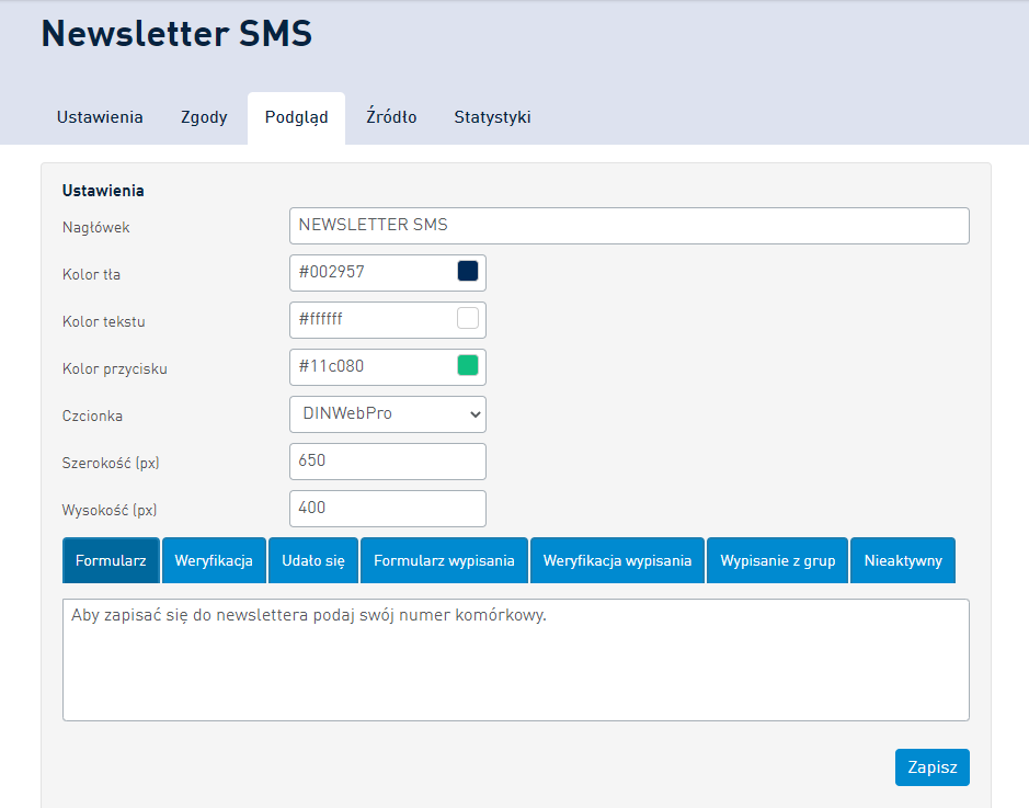 Dostosuj wygląd Newslettera SMS w Panelu Klienta SMSAPI