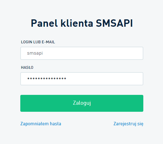 Zaloguj się do Panelu Klienta SMSAPI