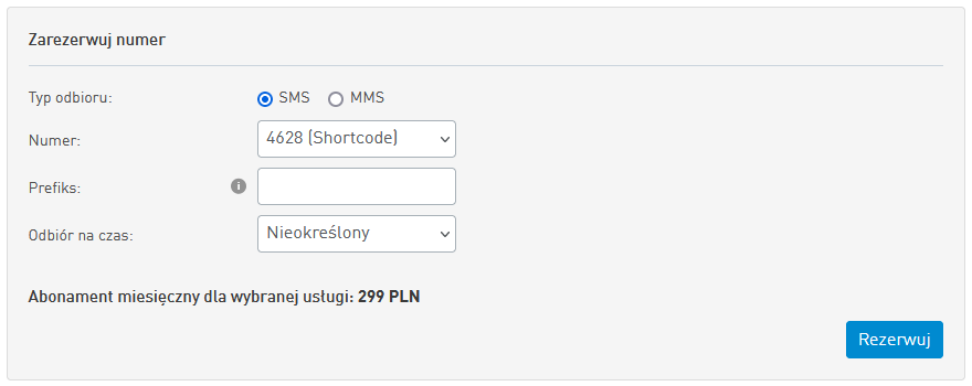 SMS API zarezerwuj krótki numer SMS do odbioru