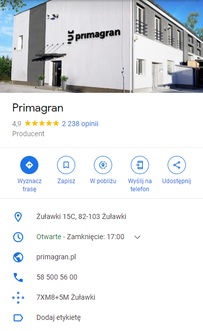 Opinie na wizytówce Google Moja Firma