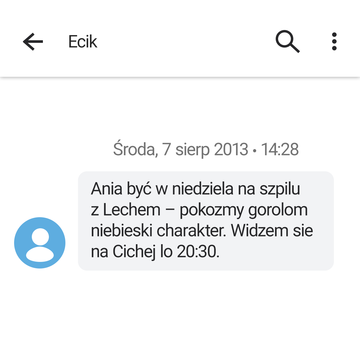 Wiadomość SMS od Ruch Chorzów - komunikacja SMS z kibicami