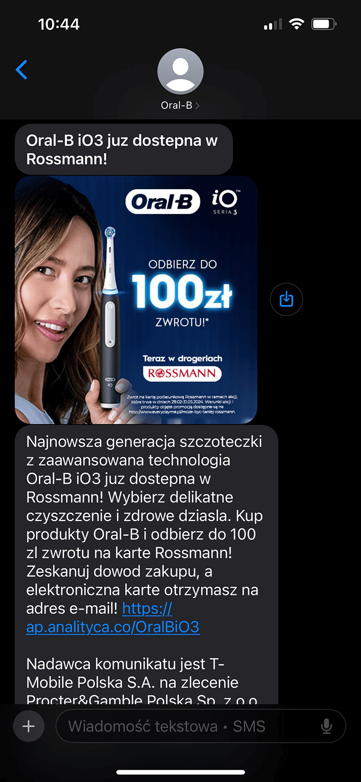 SMS geolokalizowany Oral B