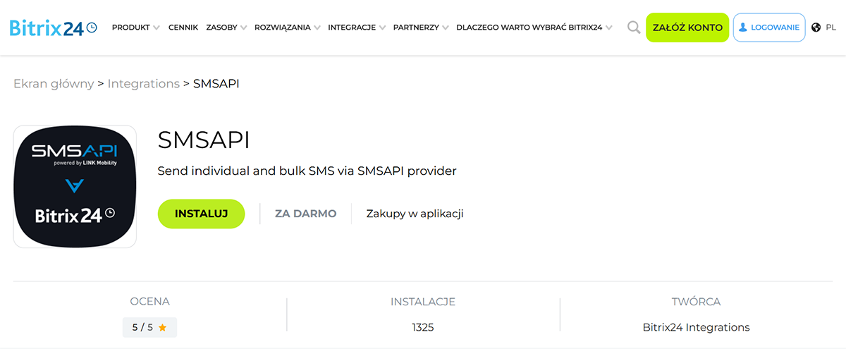 SMSAPI Bitrix24 SMS integracja
