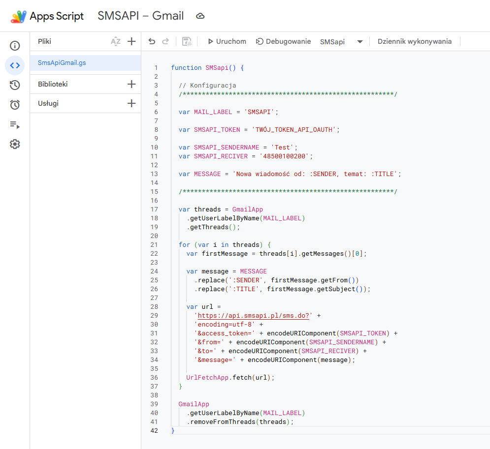 Projekt Apps Script